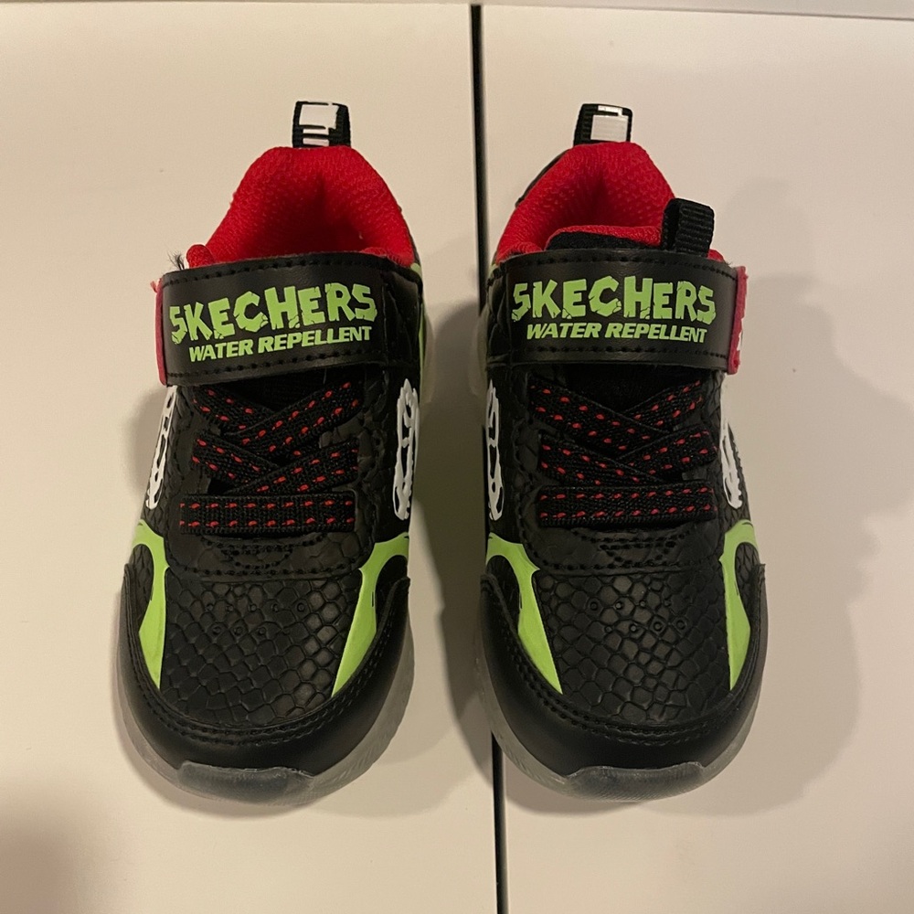 Skechers Kids' Black and Neon Green Sneakers